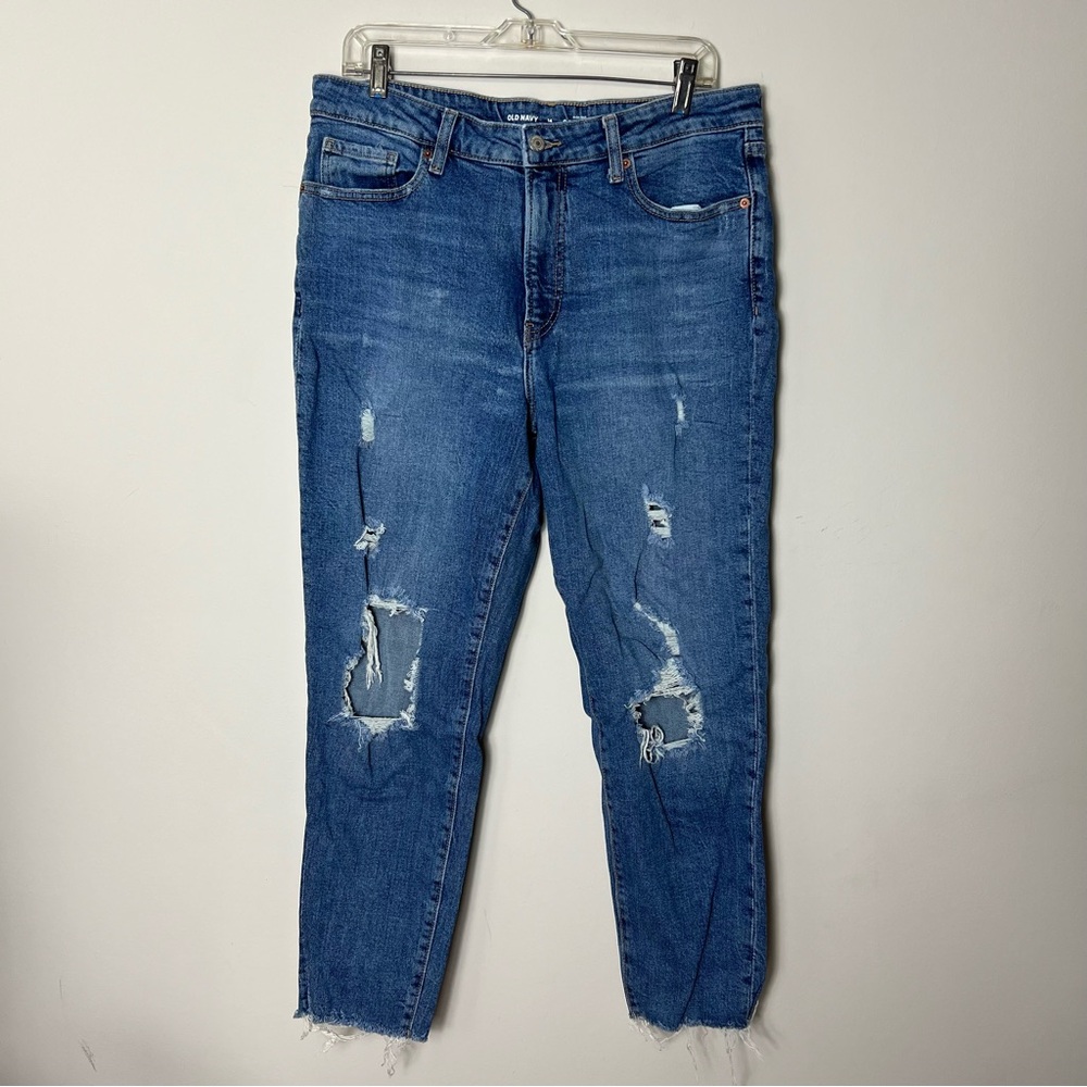 Old Navy OG Straight High Rise Slim Pocket Distressed Raw Hem